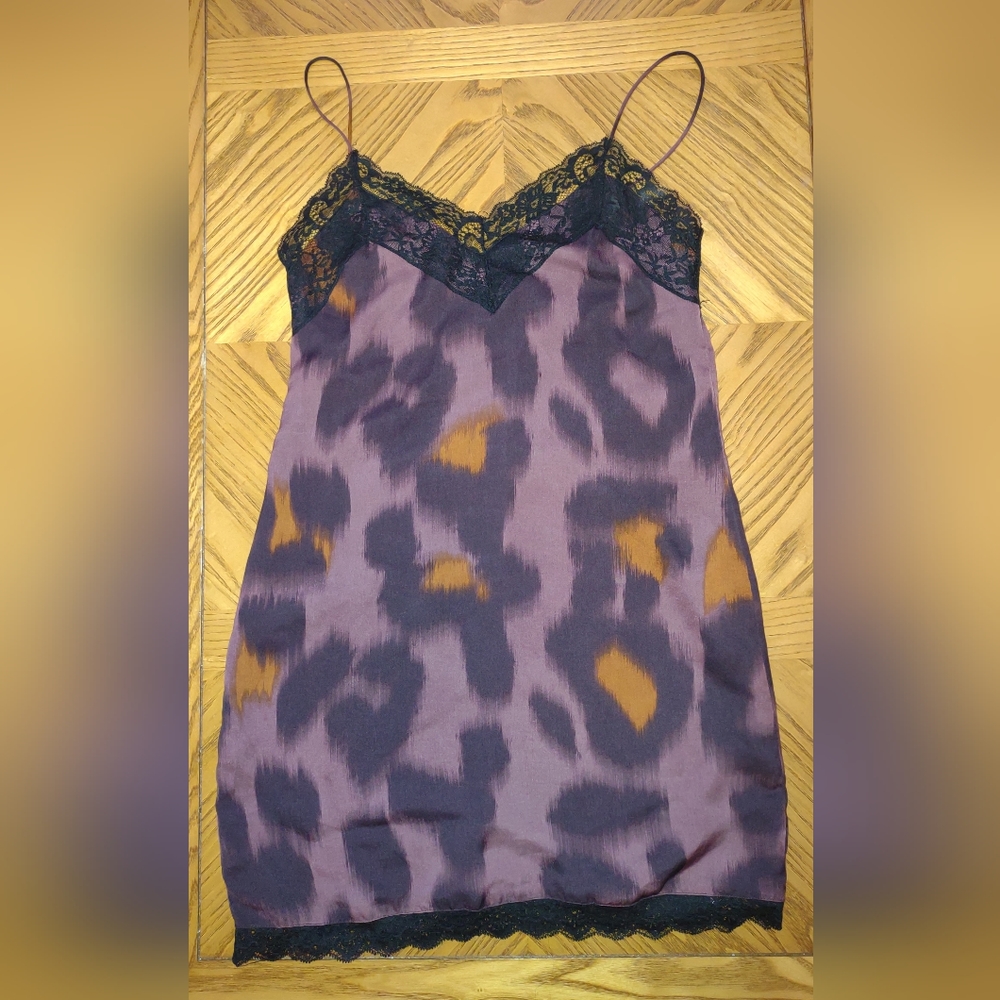 Zara purple orange black mini lace slip dress